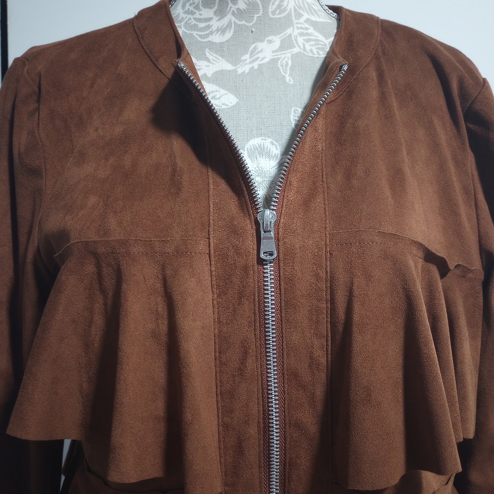 INC Brown Faux Suede Jacket - Picture 5 of 9